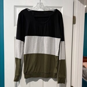 Colorblock Women's Sweater - Black, Gray, and Green
